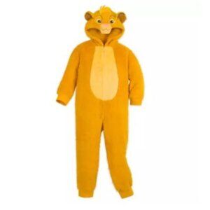 DISNEY STORE Simba Costume Pajamas Kids 5-6 The Lion King Cozy Onesie Halloween